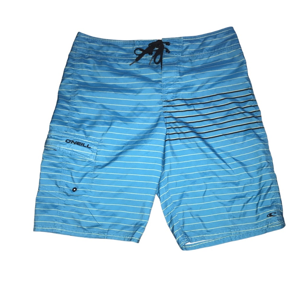 Mens O’Neill swimming trucks light blue color size 32 waist 1 Velcro pocket
